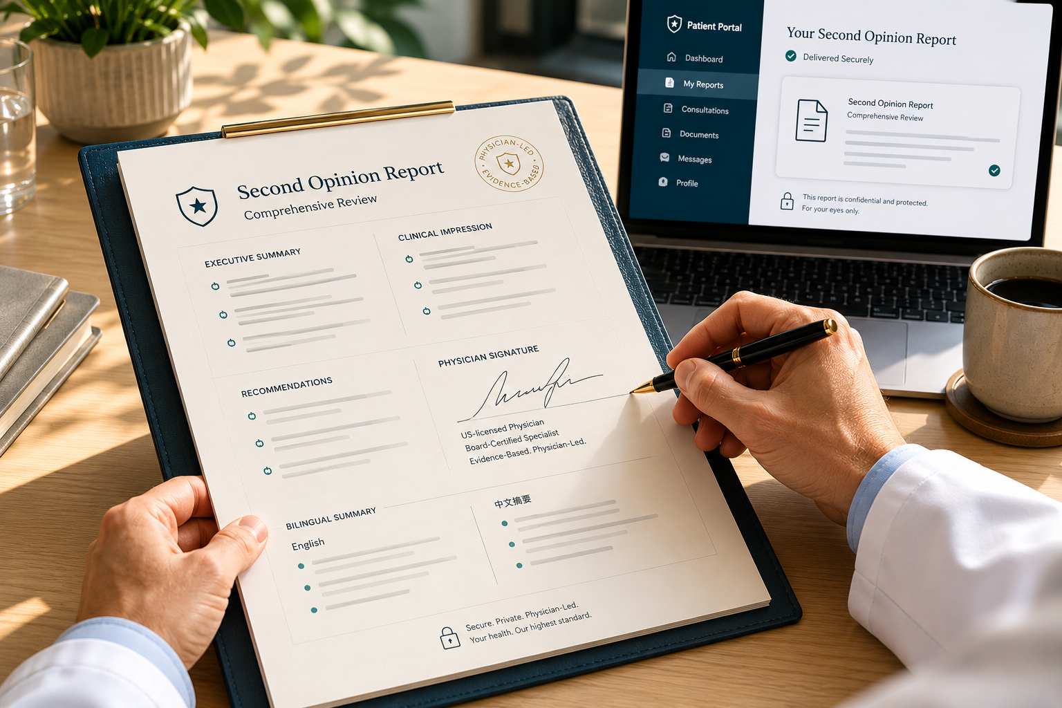 Physician-signed second opinion report preview