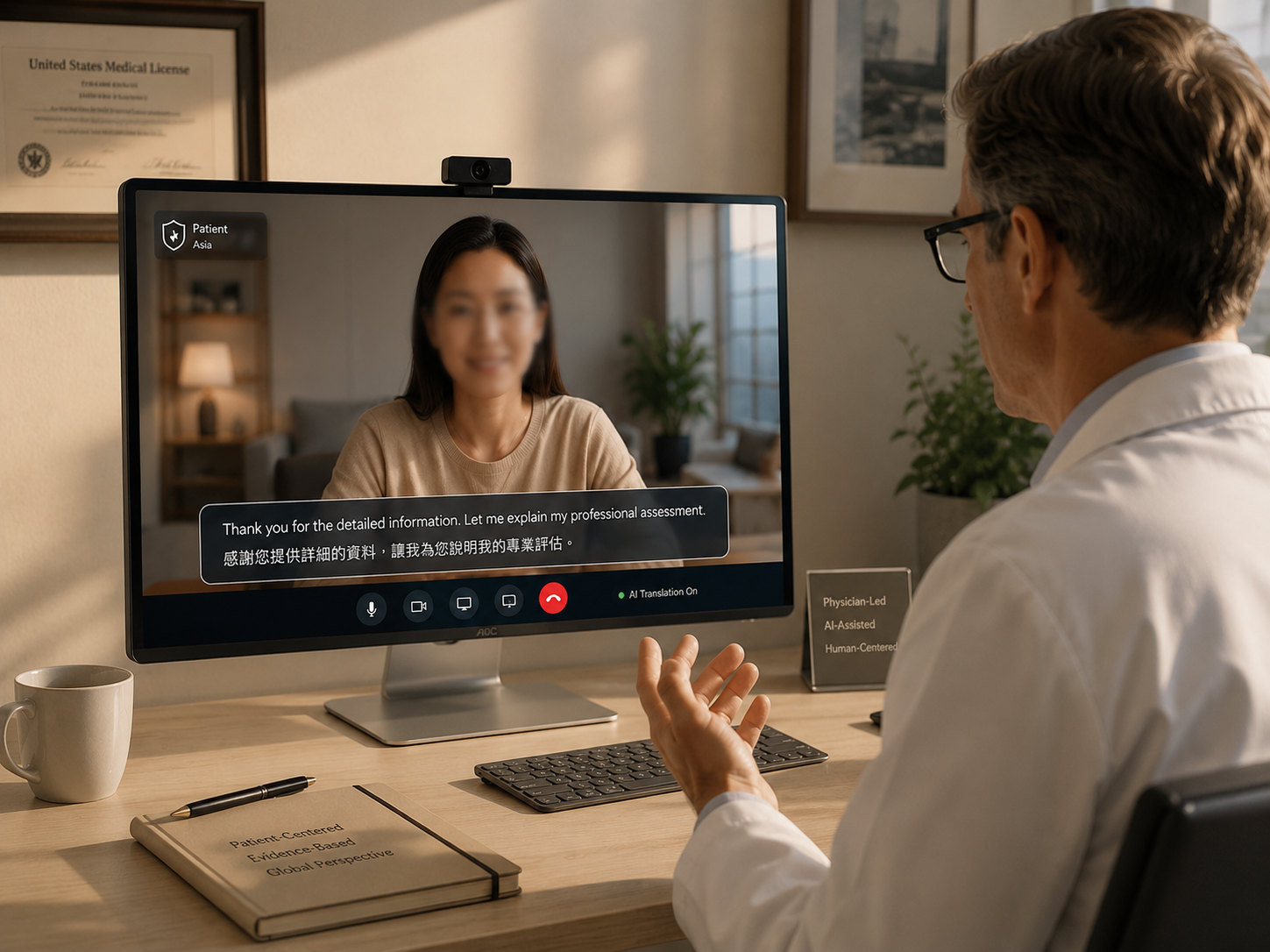 Bilingual video consultation between a patient and physician